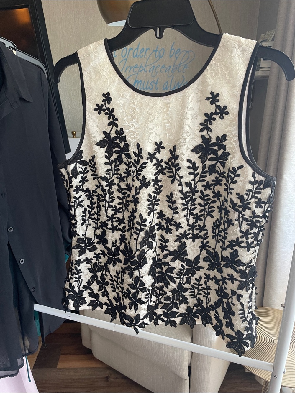 BCBGMaxazria Floral Embroidered Lace Peplum Top - Picture 6 of 16